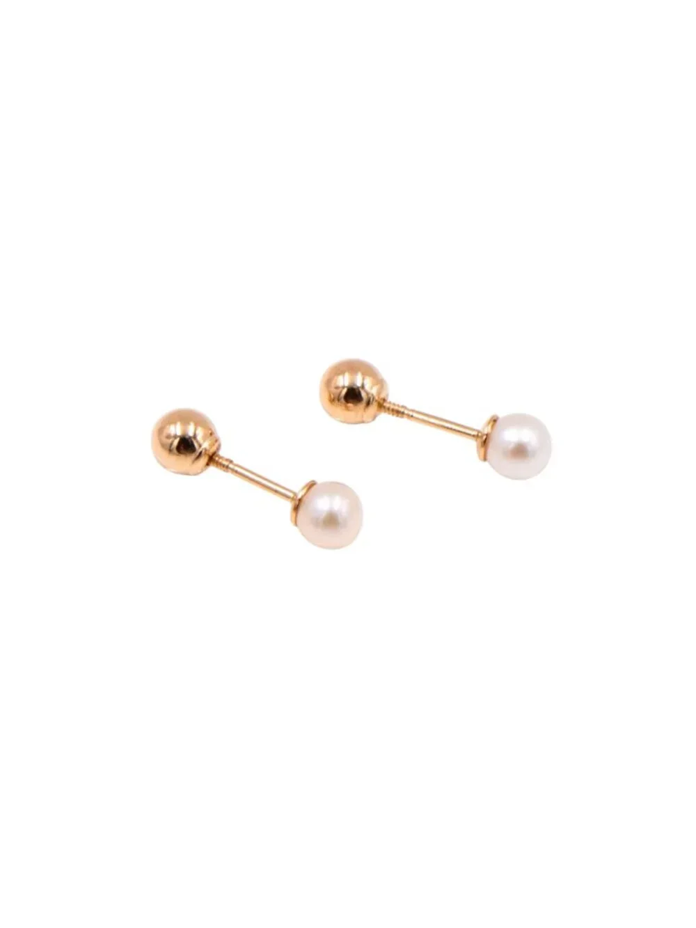 14K Yellow Gold 4mm Akoya Pearl Reversible Screwback Stud Earrings